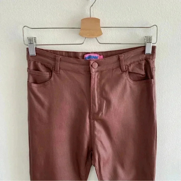 Edikted Faux Leather Pants Brown Sz Large - Picture 3 of 9